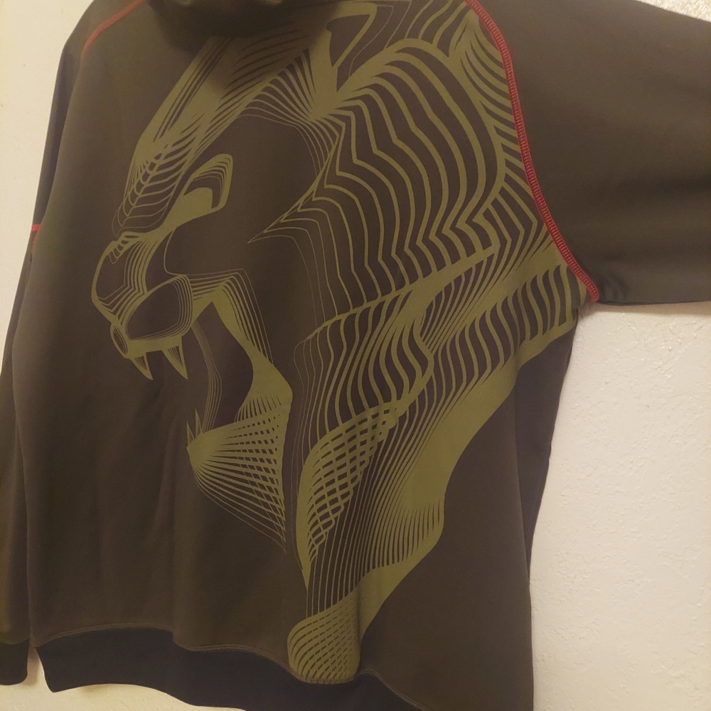 XL Nike LeBron James LBJ Basketball Zip Hoodie Lion Therma-fit Olive Green Red